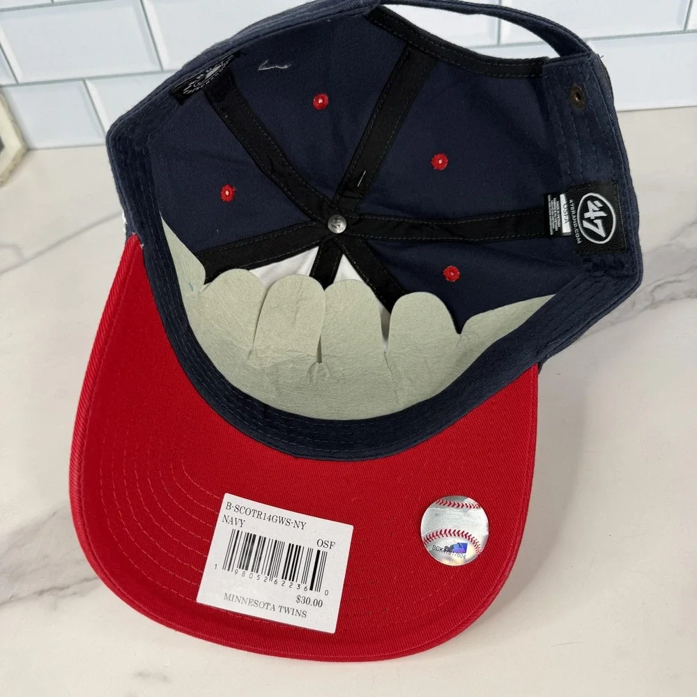 Minnesota Twins Hat Cap Strap Back Mens Adjustable Navy Red 47 Baseball Script
